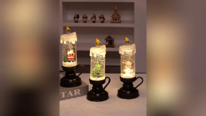 Christmas Decoration Candle Lights Snow Drifting Cartoon Christmas Crystal Ball Lights Creative Christmas Ornament Lights