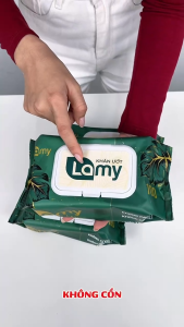 KHO PHÚ NHUẬN_Thùng 10 gói khăn ướt Lamy không cồn không parabens gói 100 tờ cao cấp dành cho em bé