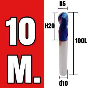 เอ็นมิลหัวบอลคาร์ไบด์ HRC 65 2F ยาวทั้งตัว100มิล