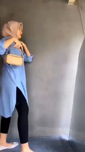 Long Tunik Polos Casual/Dress Panjang Muslimah/Muslim Lebaran