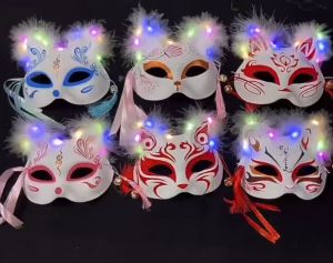 Mặt Nạ Hồ Ly Đèn LED Phát Sáng Cosplay Nhật Bản – Phụ Kiện Hóa Trang Halloween Lễ Hội Tiệc Tùng