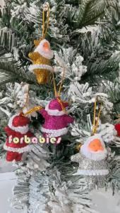 60Pcs Christmas Mini Colorful Santa Claus Pendants Xmas Tree Hanging Santa Claus Ornament Christmas New Year Party Cute Small Santa Claus Pendant Christmas Decoration