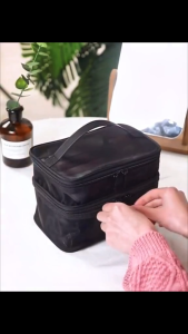 Túi Đựng Mỹ Phẩm 2 Tầng Dung Tích Lớn | Túi Makeup Du Lịch Chống Nước | Hộp Đựng Đồ Trang Điểm Skincare Có Quai