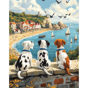 Oil Painting By Numbers Seaside Scenery DIY Number Drawing Canvas Pictures By Numbers Home Decor Large Size