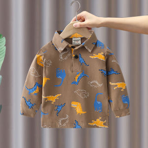 Boys Long Sleeve Polo Shirt Pure Cotton Turn-down Collar Base Shirt Trendy Childrens Baby T-shirt Spring Autumn New Arrival