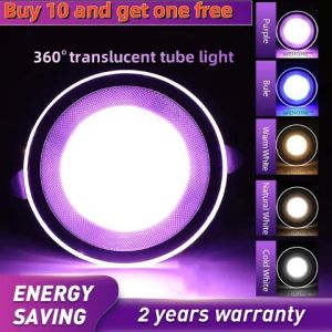 Tri Color RGB Pin Light LED Downlight Ceiling Light Ultra-Thin 3 Color PinLight 7W Purple/Blue/Warm 4 inches Panel Light for Living Room Bedroom Indoor Bar Restaurant Led Light
