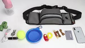 Dog Treat Pouch Waist Bag for Training Walking Portable Snack Bag with D Ring Poop Bag Dispenser Bottle Holder
