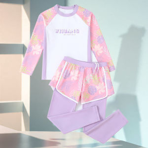 Childrens Swimming Suit Girls Quick Dry Long Sleeve Trousers Professional Training Conservative Swimwear Kids Fitness Fans Supplies