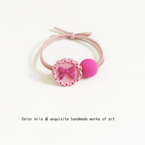 Alloy Barbie Pink Young Adult Bowknot Headband Kids Simple Rubber Band Female Hair Ring Tie Ponytail Leather Band Headdress