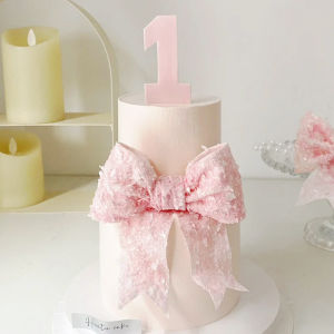 Internet Celebrity Birthday Party Bows Cake Decoration Sweet Girl Kids Dessert Plug-in Sequin Gauze Fairy Style Baking