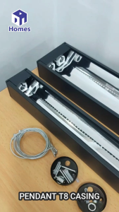 Linear T8 Pendant Hanging Light Ceiling light / Lamp Office 1 x 4Ft  / 2 x 4FT With 1 Meter Wire & Reflector - Black