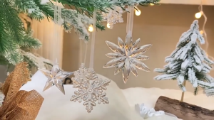 6Pcs Transparent Xmas Tree Hanging Pendants Acrylic Crystal Exquisite Angel Elk Hanging Ornaments for Christmas Christmas Crystal Pendant Merry Christmas Home Decoration