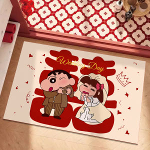 Water Absorbent Bathroom Mat Cartoon Wedding Couple Algae Clay Toilet Rug Pink Cute Home Decor Natural Rubber Floor Mat