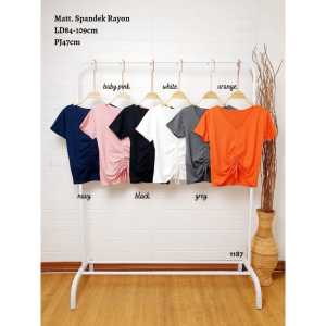 1187 V Neck Front Drawstring Blouse Grosir 27 Bahan Spandek Rayon Import Dingin