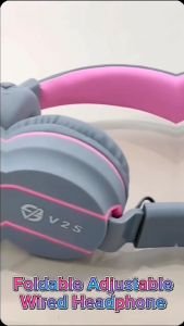 V2S SE5222 Collapsible 3.5mm Standard Wired Headphone Foldable Adjustable Headset