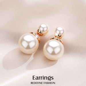 ต่างหูไข่มุกสองด้านเงินแท้ 925 สำหรับผู้หญิง เครื่องประดับแฟชั่นระดับไฮเอนด์ ต่างหูขนาดใหญ่และเล็ก ดีไซน์ใหม่ปี 2023