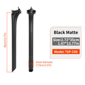 TOSEEK C60 Carbon Seatpost Light Weight 27.2  31.6mm Length 400mm Matte Black MTB Road Bike Seat Post  Seat Tube Bicycle Parts