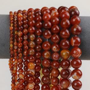 หินธรรมชาติสีแดงรอบลายแถบ Carnelian Losoe ลูกปัดสําหรับเครื่องประดับทําสร้อยข้อมือสร้อยคอ DIY Handmade อุปกรณ์เสริม 15