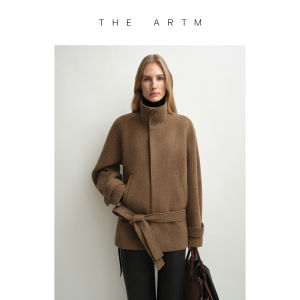 THE ARTM | Peruvian Alpaca Wool Waisted Stand Collar Saddle Shoulder Womens Winter Coat