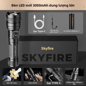 SKY FIRE | Đèn Pin Công Nghiệp Xách Tay Siêu Sáng Có Thể Sạc Lại