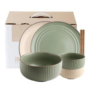 Nordic Style Ceramic Bowl Set Dishware for Moving New Home High Aesthetic Value round Shape Soup Bowls And Plates Home Use