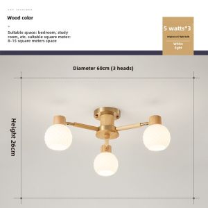 Japanese Style Log Living Room Chandelier Scandinavian Creative Solid Wood Dining-Room Lamp Modern Simple Personality Glass Warm Bedroom Light