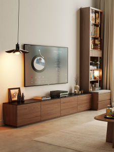 DONGMU | Government Subsidy Solid Wood TV Cabinet Black Walnut Color Marble Pattern