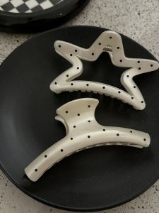 Simple Elegance Polka Dot Star Hair Claw Clip Shark Fin Updo Hair Accessories Korean Style Fresh out Fashion Jewelry