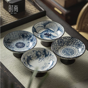 High-footed Blue-and-White Ceramic Snack Plate