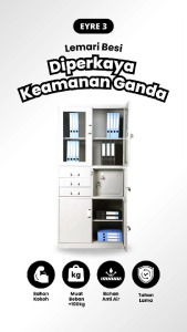 [HARGA PABRIK] Lemari Besi Kantor PowerD EYRE v3 - Lemari dengan Brankas | Filling Cabinet | Loker Besi