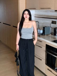 Áo Cổ Chữ U Mỹ Dây Áo Vest Plus Size Nữ Gợi Cảm Đơn Giản Đa Năng Giảm Béo Độ Đàn Hồi 200Kg Lưng Đẹp Quần Áo Làm Việc