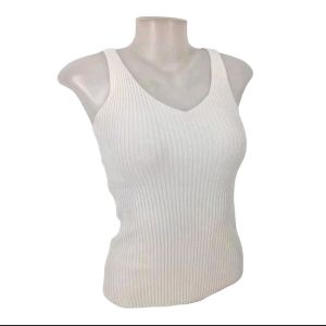 RM ladies double v-neck knitted sleeveless blouse#0551