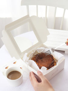 Basque Cheese Cake Box Creative High-end 4 Inch Transparent Window Pastry Baking Packaging Box Egg Tart Serving Container