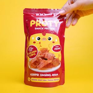 PROTY Chicken Chips Snack Cemilan Viral Kekinian Ori(1 pcs)+Pedas(2 pcs)