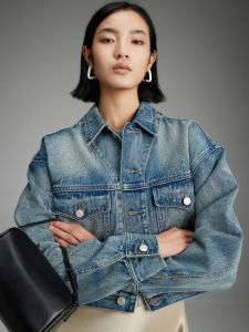 Premium Vintage Denim Jacket Loose Fit Long Sleeve Stylish Korean Version Casual Cotton Shirt Short Outerwear Coat