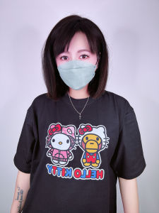 เสื้อยืดคู่รักคอตตอนลายการ์ตูนฤดูร้อน คอกลม แขนสั้น ลายพราง ลายแมวคิตตี้ ผ้าฝ้ายแท้ แฟชั่นลำลอง สำหรับผู้หญิง