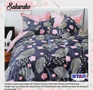 Bed cover set Katun lokal ukuran 180x200 ANTI GESER | ELASTIK LOCK