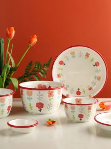 Blue Lotus Rice Bowl Good-looking Bowl Personal Special Ceramic Bowl Plate Household Childrens 6-Inch Soup Bowl Microwaveable Tableware