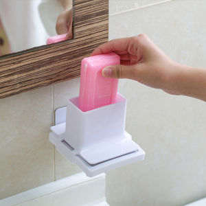 Homenhome ชั้นวางที่เก็บแป้งสบู่แบบกาวไร้ร่องรอยอเนกประสงค์ที่เจาะแบบไม่ใช้ในครัวเรือน