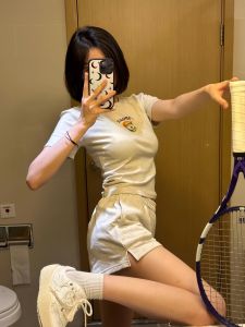 American Style High Waist Grey Split Sports Shorts Women Summer Slimming Loose Straight Leg Casual Wide Leg Hot Pants