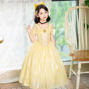 New Princess Dress for Girls Beauty And the Beast Belle Tulle Puffy Skirt Dress Costume Autumn Winter Childrens Clothing