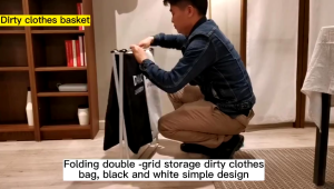 3 Grids Foldable Laundry Basket Waterproof X-Shape Dirty Clothes Hamper Sorter Household