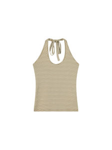 THROUS | Áo Camisole Sọc U-Neck Đính Eo