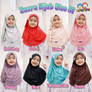 Zaara Hijab Terbaru size M Raggakids - Bergo Pastan Anak Sekolah Ngaji Jersey Adem Modern Murah COD 3-5 tahun K&K SHOP