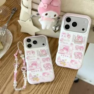 Sanrio | Ốp Điện Thoại Hoạt Hình Dễ Thương Phong Cách Y2K My Melody Dành Cho iPhone 17 Pro Max 17 Pro 16 Pro Max 17 16 15 Pro Max Chất Liệu Nhựa Sơn Chống Xước