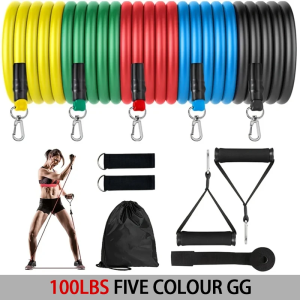 Resistance Elastic Bands Exercise Strength Training Fitness Bands with Door Anchor Handles Legs Ankle Straps for Home Workouts