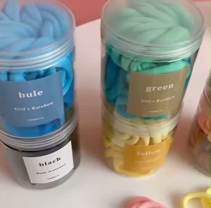 💕พร้อมส่ง ยางมัดผม ยางมัดผมหลากสี ยางมัดผมแฟชั่น สีพาสเทล กระปุกละ 50 เส้น