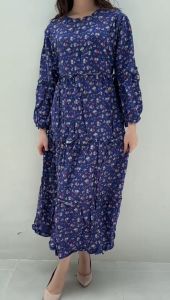 New produk Ken-272 Gamis Rayon Motif Bunga Gamis Muslim Lebaran Busui