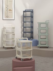 New 2023 Multi-Functional Mobile Storage Rack with Wheels Multi-Layer Kitchen Utensil Cart Handy Household Goods Organizer