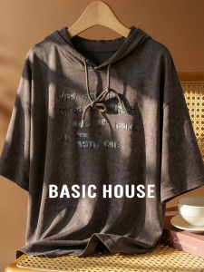 Basic House | Lazy Style Hooded Short Sleeve T-shirt